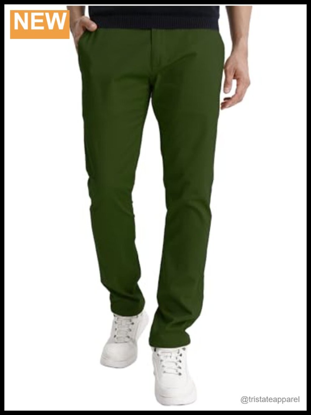 Regular Fit Straight Leg Chino Pants with Slight Stretch